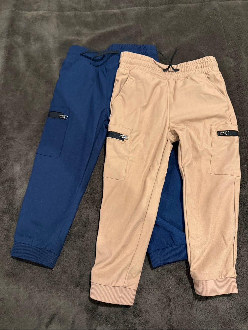 Two pair Wonder Nation Kids Cargo Jogger Pants - Navy & Khaki